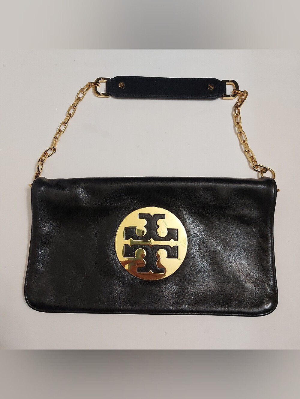Tory Byrch Black Leather Crossbody Bag Gold m#ToryBurchBlackBag